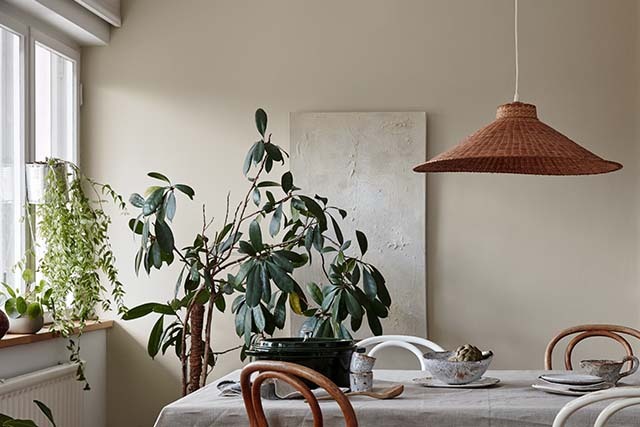 beige wall in dinning area