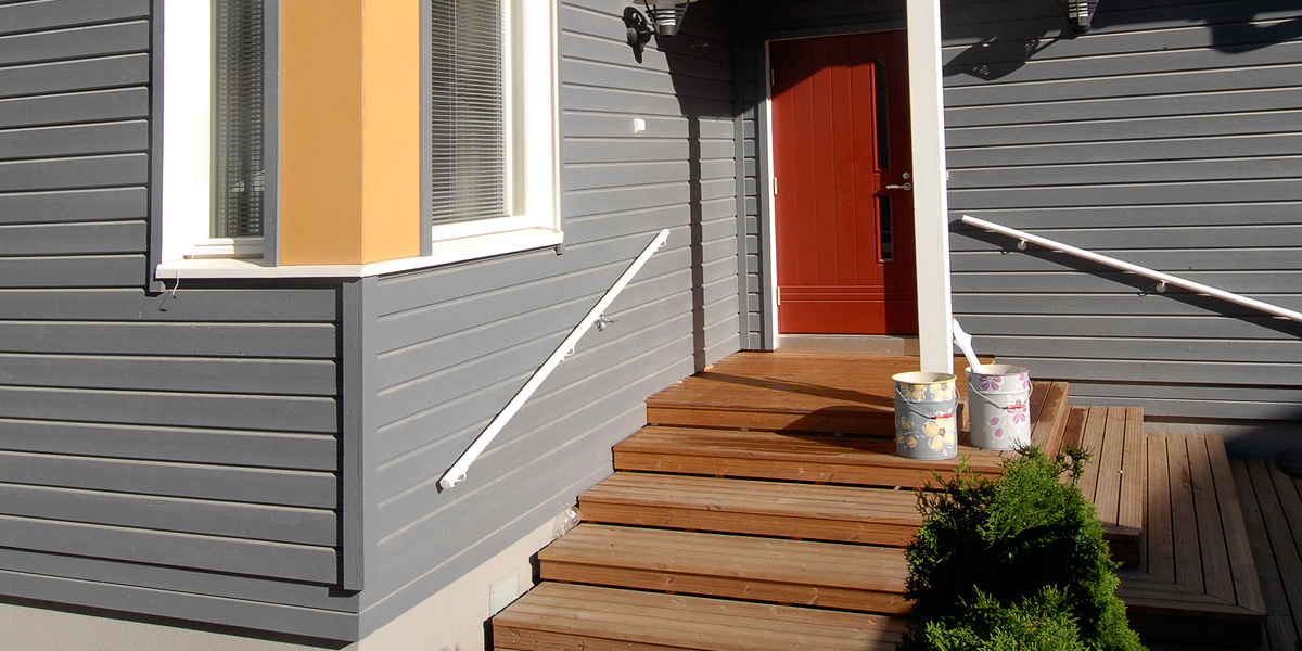 Wooden house with stairs