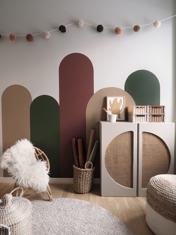 Kaarevat muodot lastenhuoneessa