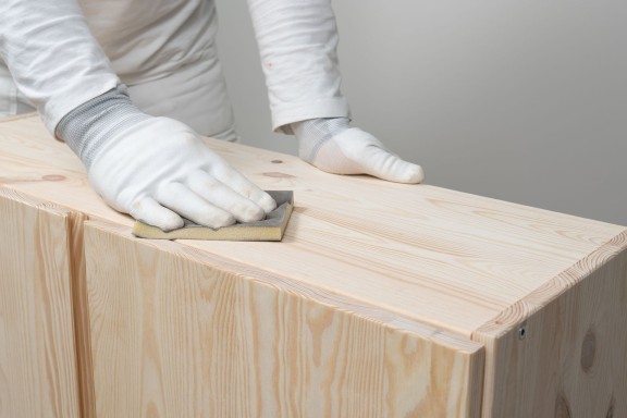 Sanding the furniture