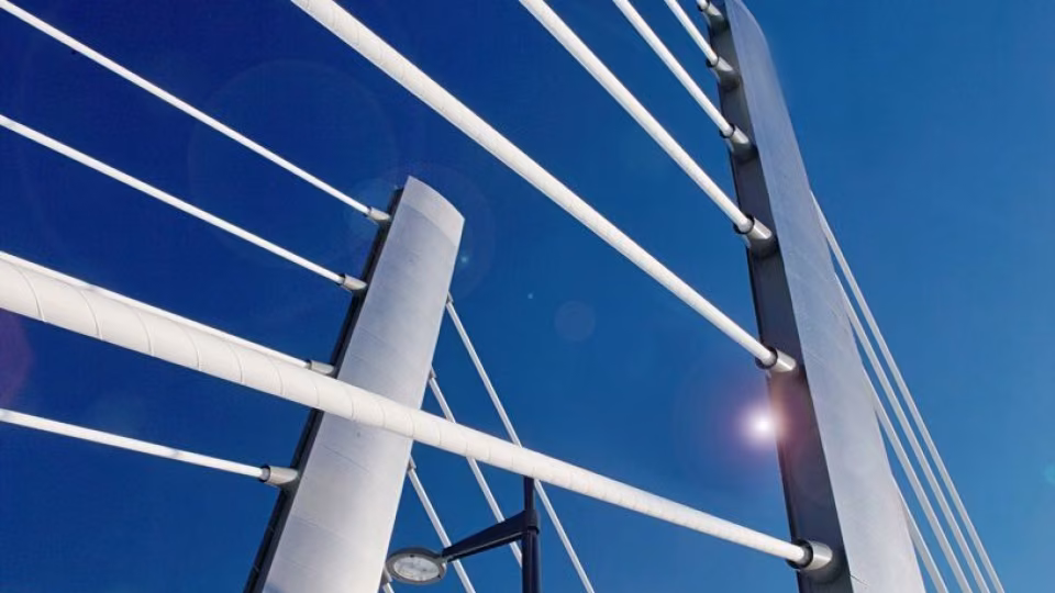 Steel structures of a bridge