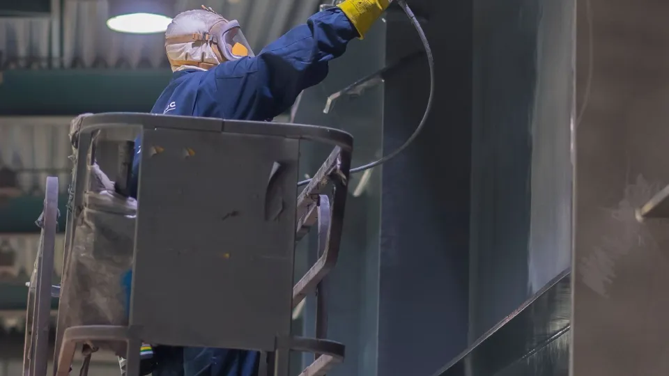Man spraying paint