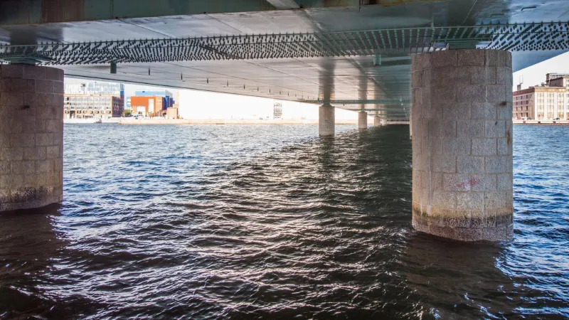 A bridge shot from below
